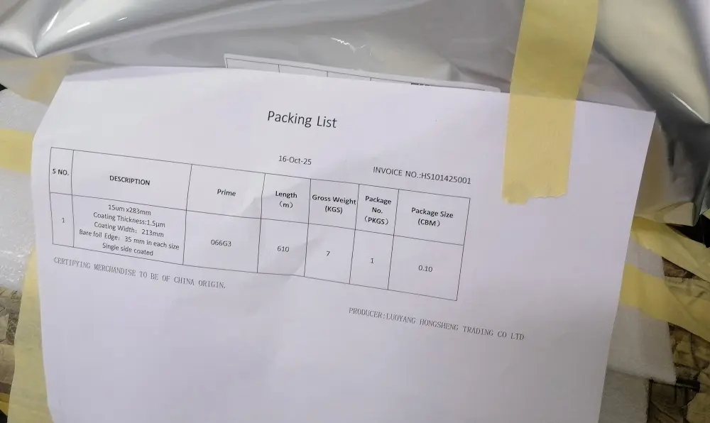 Package With Label for Carbon Coated Aluminum Foil to University of Southampton with 066G3 Package With Label for Carbon Coated Aluminum Foil to University of Southampton with 066G3